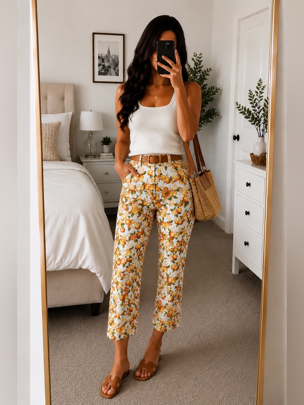 NWOT Talbots Citrus Print Ankle Pants Women’s 8 Straight Leg